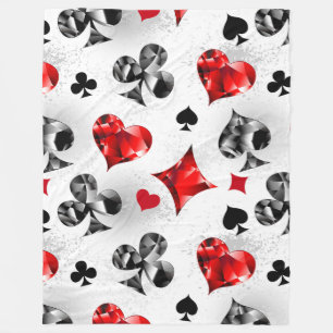 Poker Player Gambler Playing Card Suits Las Vegas Fleece Blanket