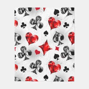 Poker Player Gambler Playing Card Suits Las Vegas Fleece Blanket