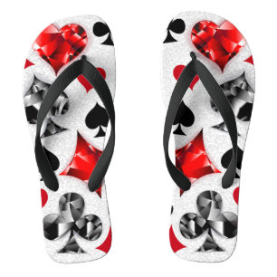 Poker Player Gambler Playing Card Suits Las Vegas Flip Flops
