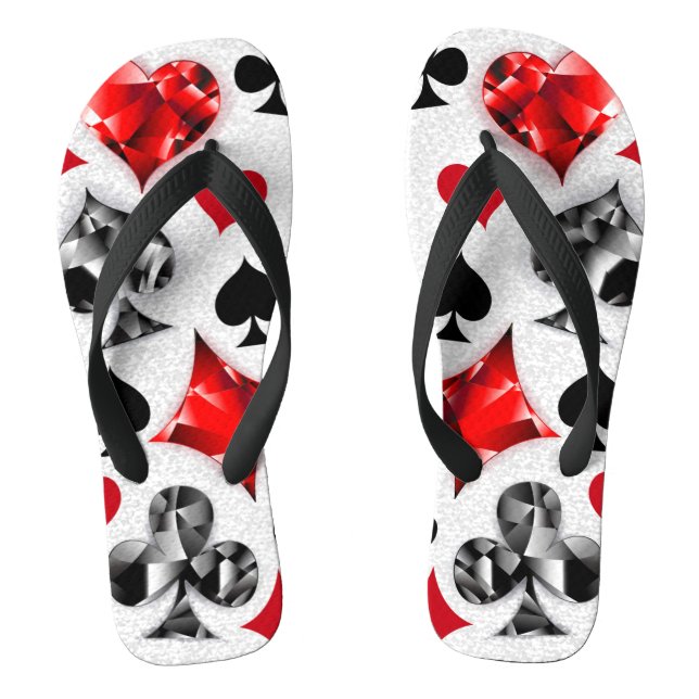 Poker Player Gambler Playing Card Suits Las Vegas Flip Flops (Footbed)