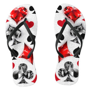 Poker Player Gambler Playing Card Suits Las Vegas Flip Flops