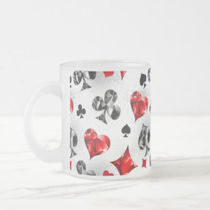Poker Player Gambler Playing Card Suits Las Vegas Frosted Glass Coffee Mug