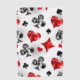 Poker Player Gambler Playing Card Suits Las Vegas Golf Towel