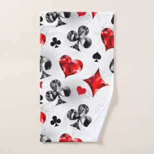 Poker Player Gambler Playing Card Suits Las Vegas Hand Towel