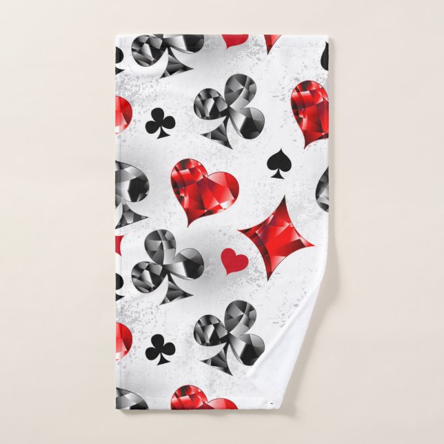 Poker Player Gambler Playing Card Suits Las Vegas Hand Towel (Hand Towel)