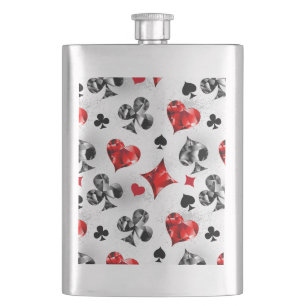 Poker Player Gambler Playing Card Suits Las Vegas Hip Flask