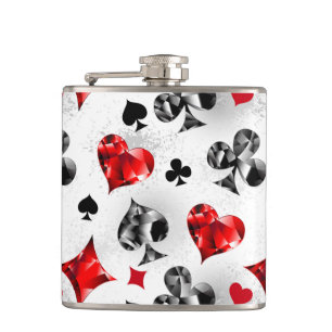 Poker Player Gambler Playing Card Suits Las Vegas Hip Flask