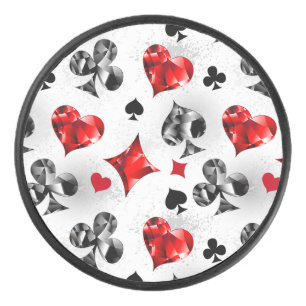 Poker Player Gambler Playing Card Suits Las Vegas Hockey Puck