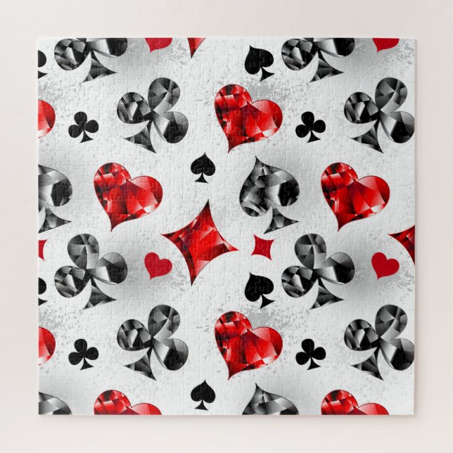 Poker Player Gambler Playing Card Suits Las Vegas Jigsaw Puzzle (Vertical)