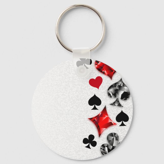 Poker Player Gambler Playing Card Suits Las Vegas Key Ring (Front)