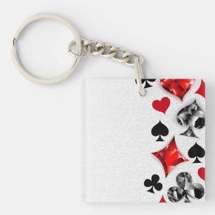 Poker Player Gambler Playing Card Suits Las Vegas Key Ring