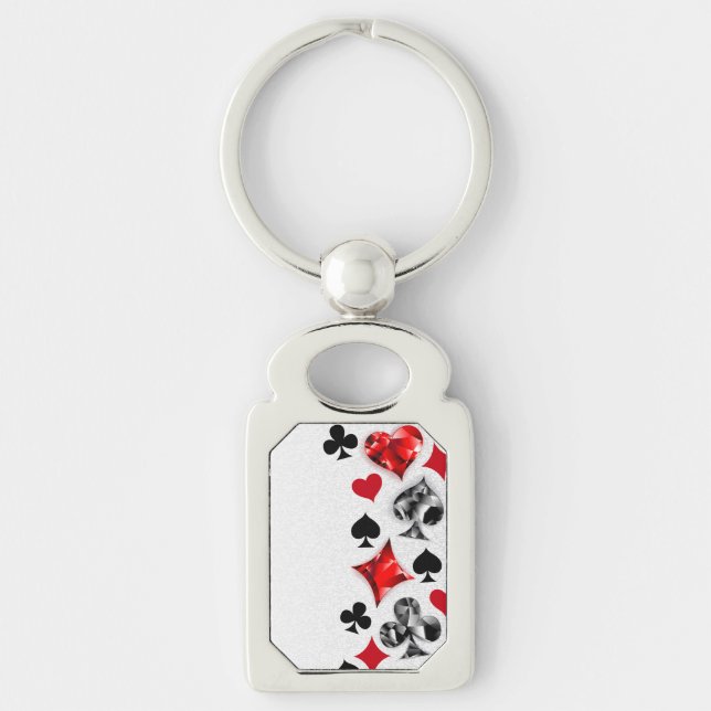 Poker Player Gambler Playing Card Suits Las Vegas Key Ring (Front)