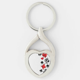 Poker Player Gambler Playing Card Suits Las Vegas Key Ring