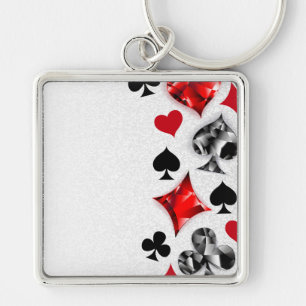Poker Player Gambler Playing Card Suits Las Vegas Key Ring