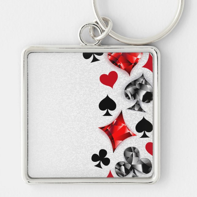 Poker Player Gambler Playing Card Suits Las Vegas Key Ring (Front)