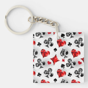 Poker Player Gambler Playing Card Suits Las Vegas Key Ring