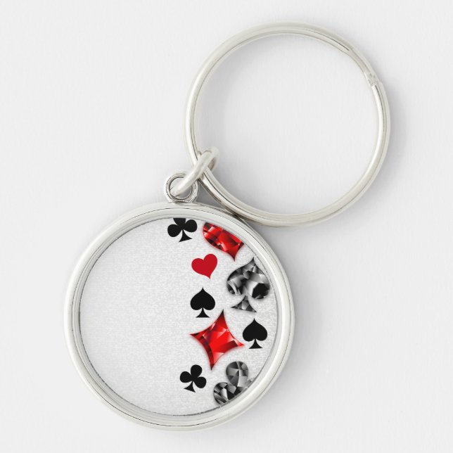 Poker Player Gambler Playing Card Suits Las Vegas Key Ring (Front)
