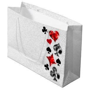 Poker Player Gambler Playing Card Suits Las Vegas Large Gift Bag