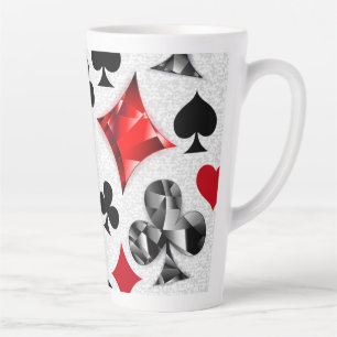 Poker Player Gambler Playing Card Suits Las Vegas Latte Mug