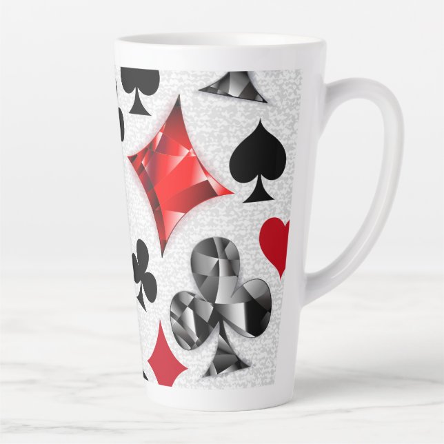 Poker Player Gambler Playing Card Suits Las Vegas Latte Mug (Right)