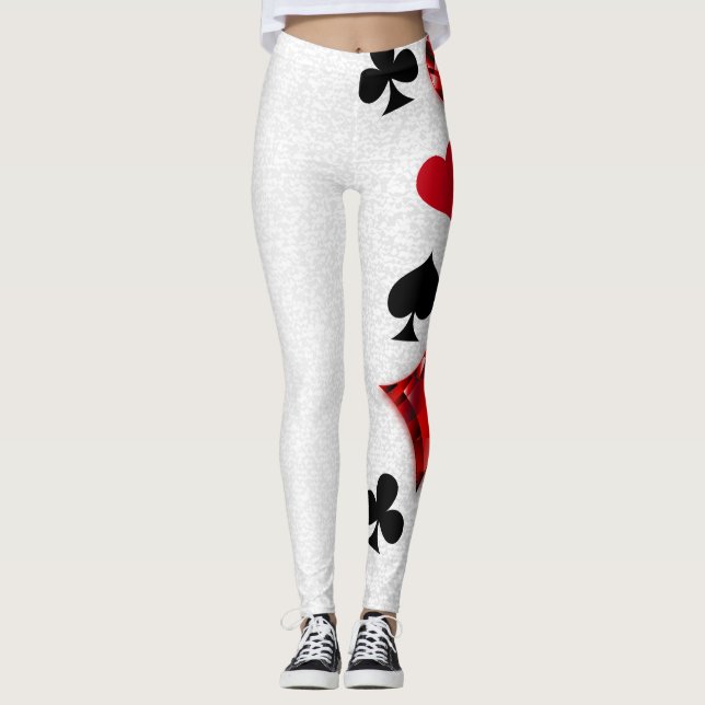 Poker Player Gambler Playing Card Suits Las Vegas Leggings (Front)