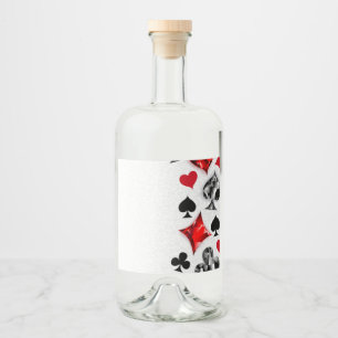 Poker Player Gambler Playing Card Suits Las Vegas Liquor Bottle Label