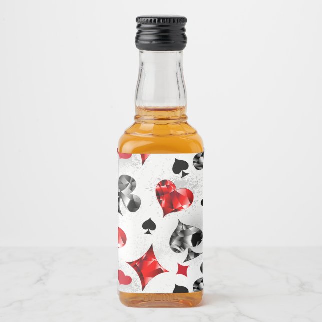 Poker Player Gambler Playing Card Suits Las Vegas Liquor Bottle Label (Front)