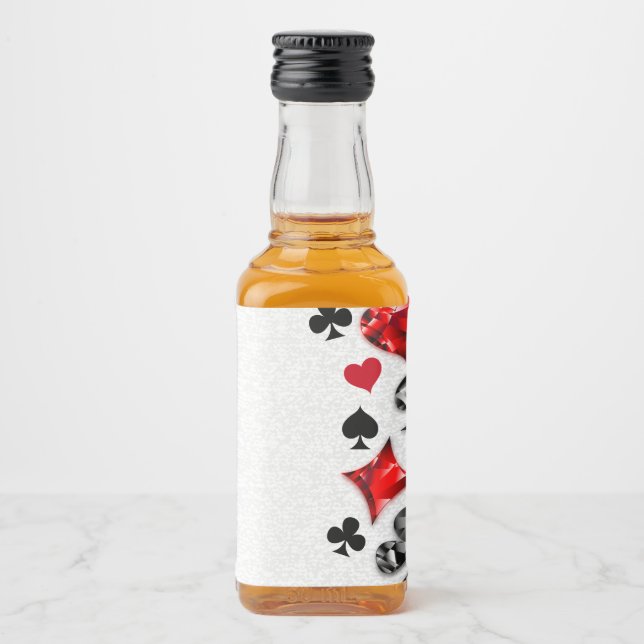 Poker Player Gambler Playing Card Suits Las Vegas Liquor Bottle Label (Front)