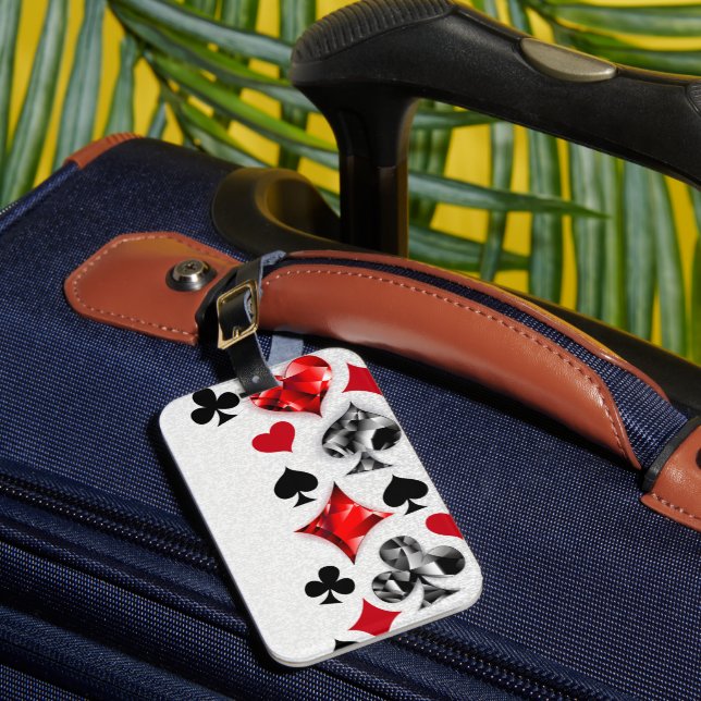 Poker Player Gambler Playing Card Suits Las Vegas Luggage Tag (Front Insitu 1)
