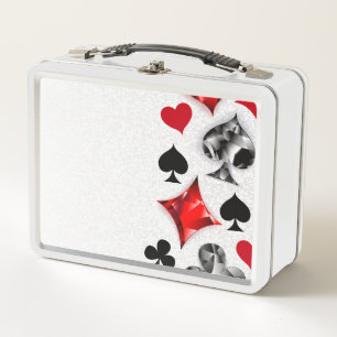 Poker Player Gambler Playing Card Suits Las Vegas Metal Lunch Box
