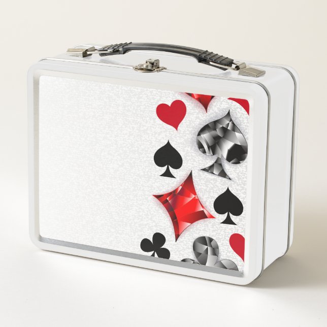 Poker Player Gambler Playing Card Suits Las Vegas Metal Lunch Box (Front)