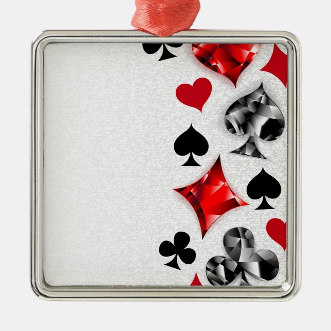 Poker Player Gambler Playing Card Suits Las Vegas Metal Tree Decoration (Front)