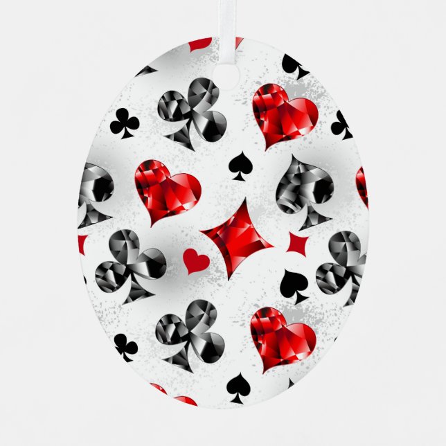 Poker Player Gambler Playing Card Suits Las Vegas Metal Tree Decoration (Front)