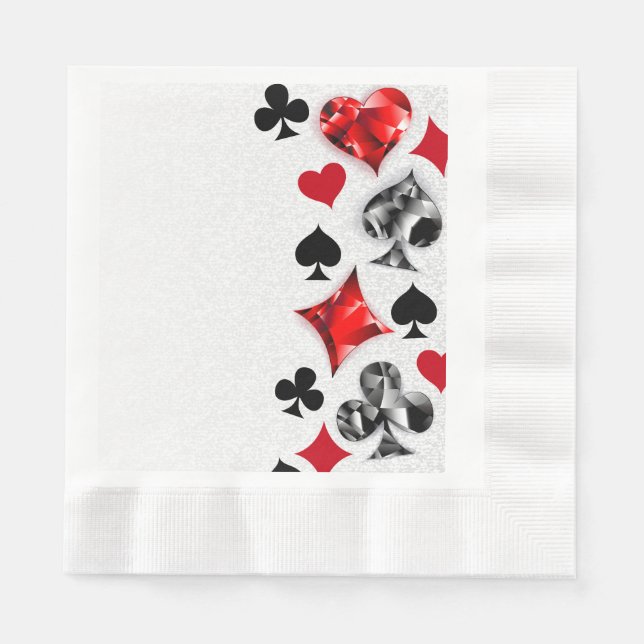 Poker Player Gambler Playing Card Suits Las Vegas Napkin (Front)