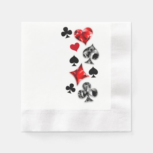 Poker Player Gambler Playing Card Suits Las Vegas Napkin (Front)