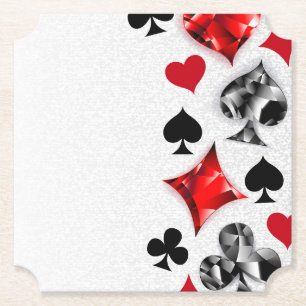 Poker Player Gambler Playing Card Suits Las Vegas Paper Coaster