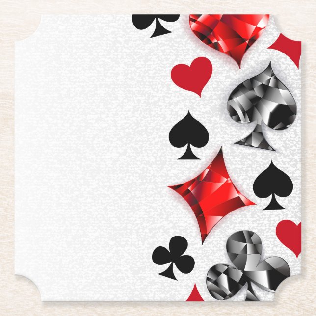 Poker Player Gambler Playing Card Suits Las Vegas Paper Coaster (Front)