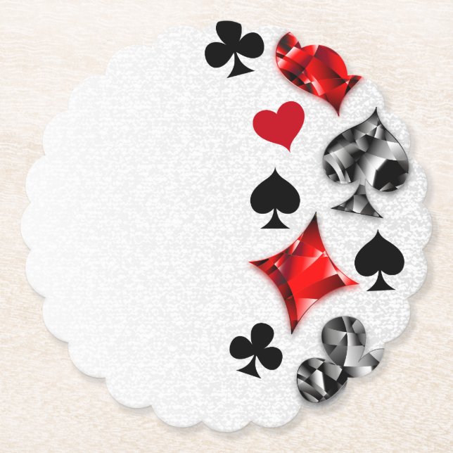 Poker Player Gambler Playing Card Suits Las Vegas Paper Coaster (Front)