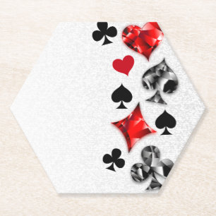 Poker Player Gambler Playing Card Suits Las Vegas Paper Coaster