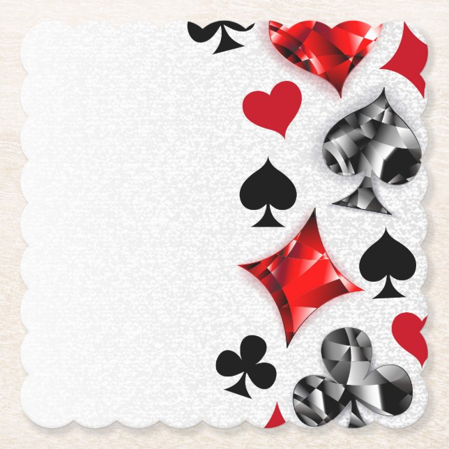 Poker Player Gambler Playing Card Suits Las Vegas Paper Coaster (Front)