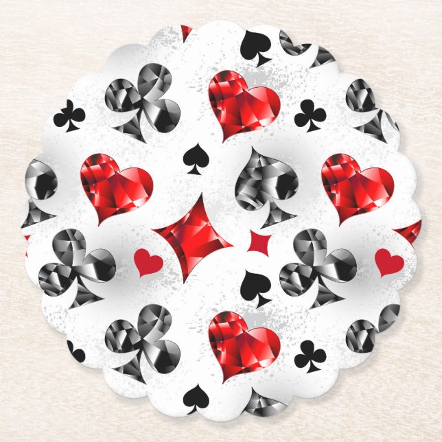 Poker Player Gambler Playing Card Suits Las Vegas Paper Coaster (Front)