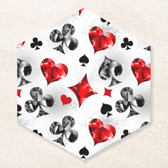 Poker Player Gambler Playing Card Suits Las Vegas Paper Coaster (Front)