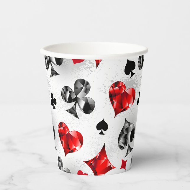 Poker Player Gambler Playing Card Suits Las Vegas Paper Cups (Front)