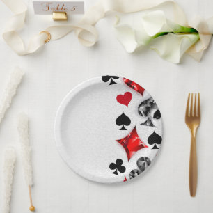 Poker Player Gambler Playing Card Suits Las Vegas Paper Plate