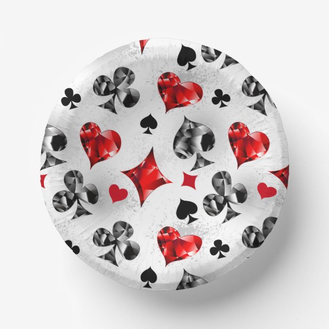 Poker Player Gambler Playing Card Suits Las Vegas Paper Plate (Front)