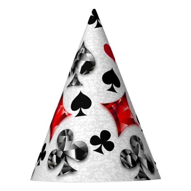 Poker Player Gambler Playing Card Suits Las Vegas Party Hat (Front)