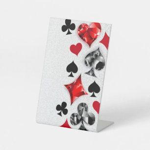 Poker Player Gambler Playing Card Suits Las Vegas Pedestal Sign