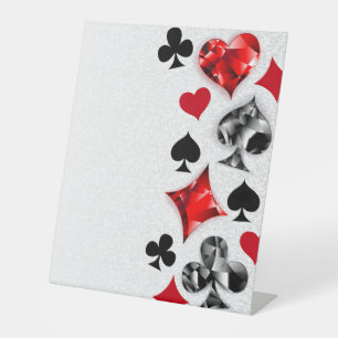 Poker Player Gambler Playing Card Suits Las Vegas Pedestal Sign