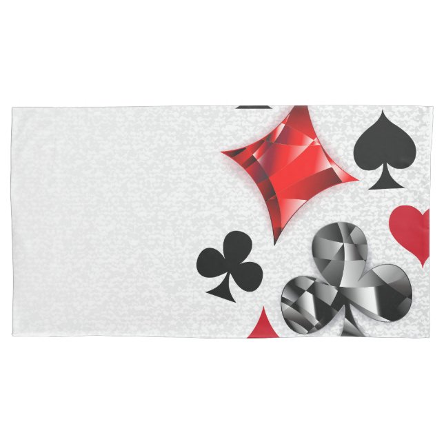 Poker Player Gambler Playing Card Suits Las Vegas Pillowcase (Front)