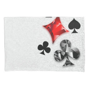 Poker Player Gambler Playing Card Suits Las Vegas Pillowcase